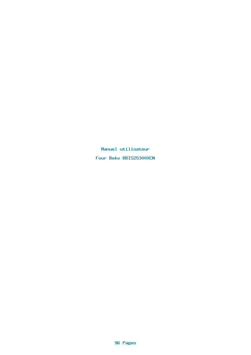 Page 1 de la notice Manuel utilisateur Beko BBIS25300XCN