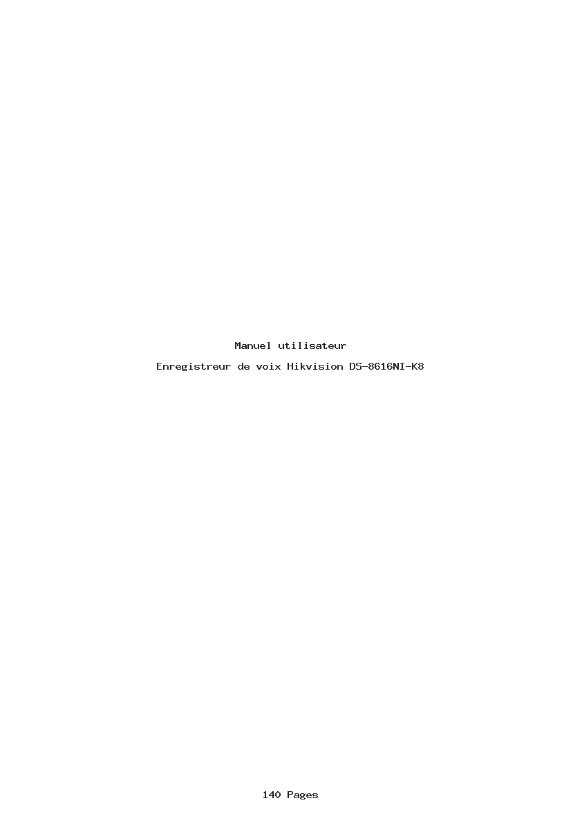 Page 1 de la notice Manuel utilisateur Hikvision DS-8616NI-K8