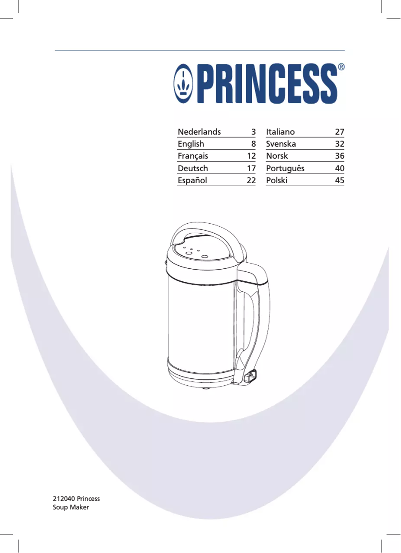 Page 1 of the manual User Manual Princess Soup Blender