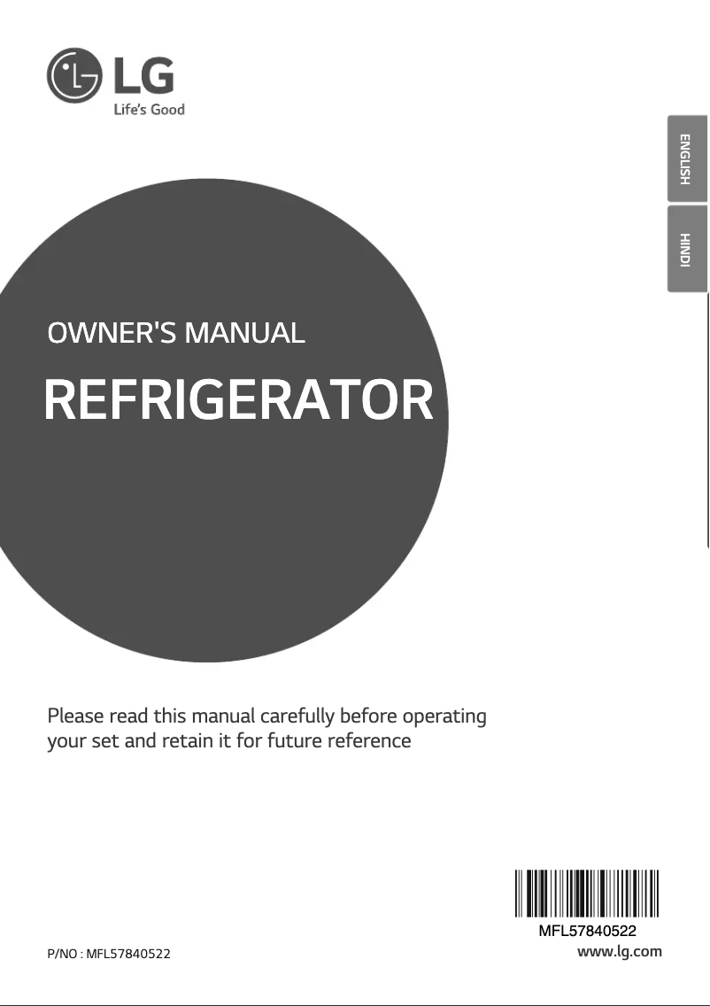 Page 1 de la notice Manuel utilisateur LG GL-T302RPDX