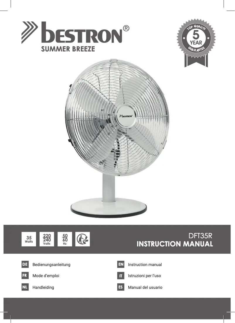 Page 1 de la notice Manuel utilisateur Bestron DFT35CO