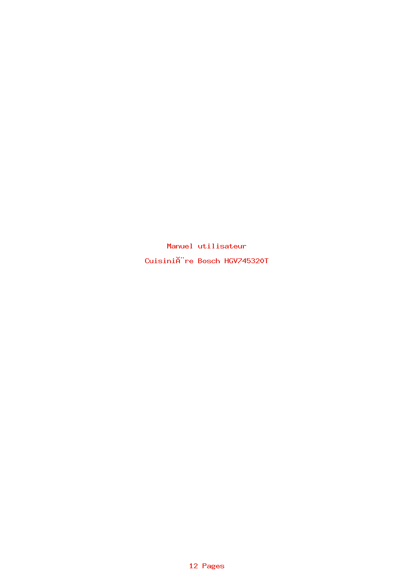 Page 1 de la notice Manuel utilisateur Bosch HGV745320T
