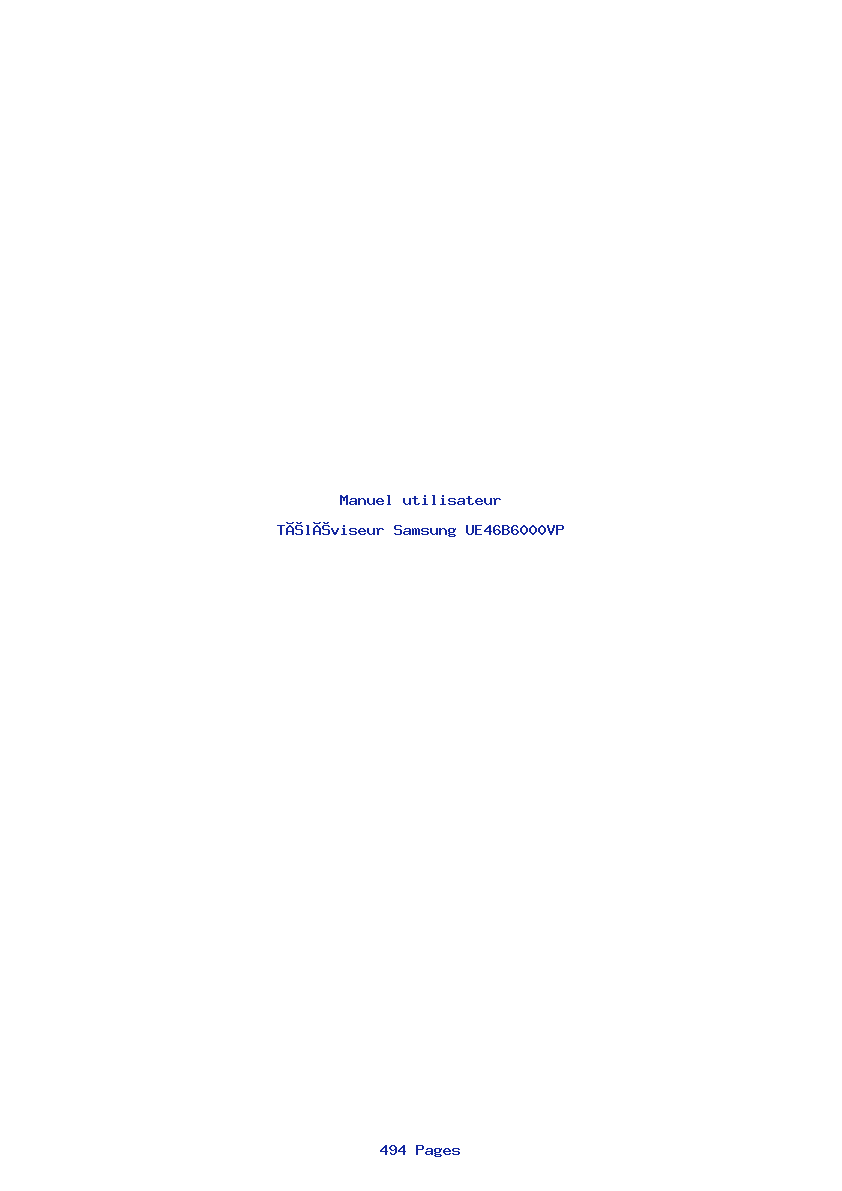 Page 1 de la notice Manuel utilisateur Samsung UE46B6000VP