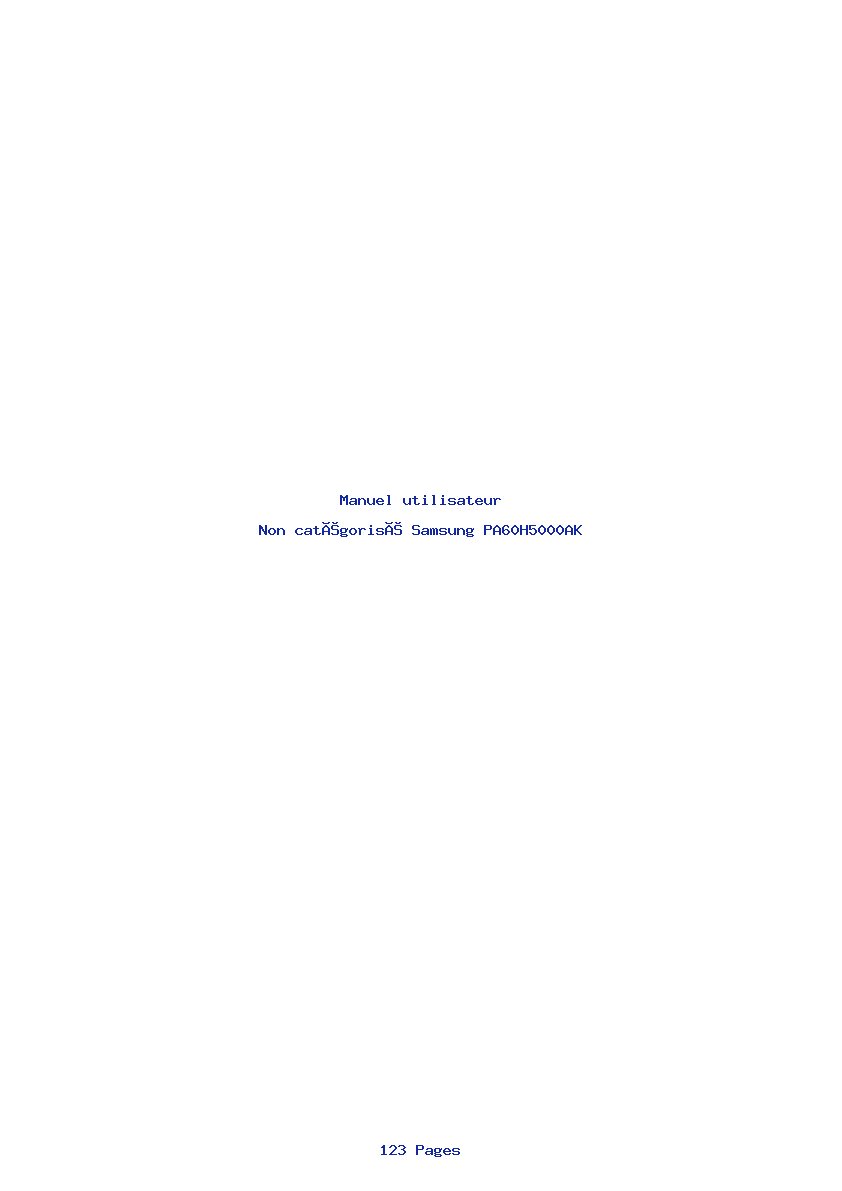 Page 1 de la notice Manuel utilisateur Samsung PA60H5000AK