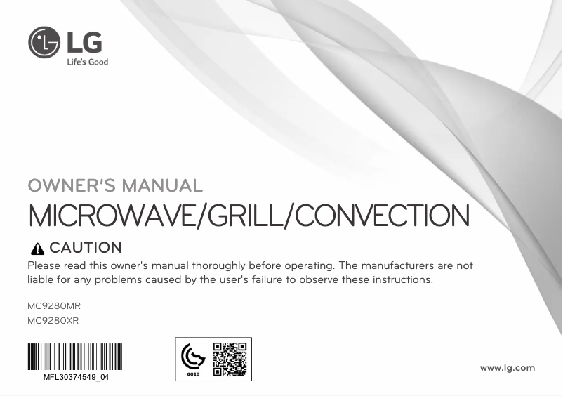 Página 1 del manual Manual de usuario LG MC9280XR