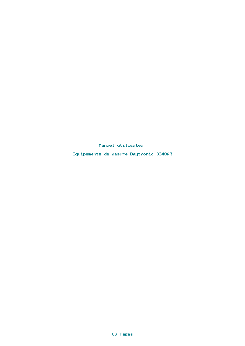 Page 1 de la notice Manuel utilisateur Daytronic 3340AR