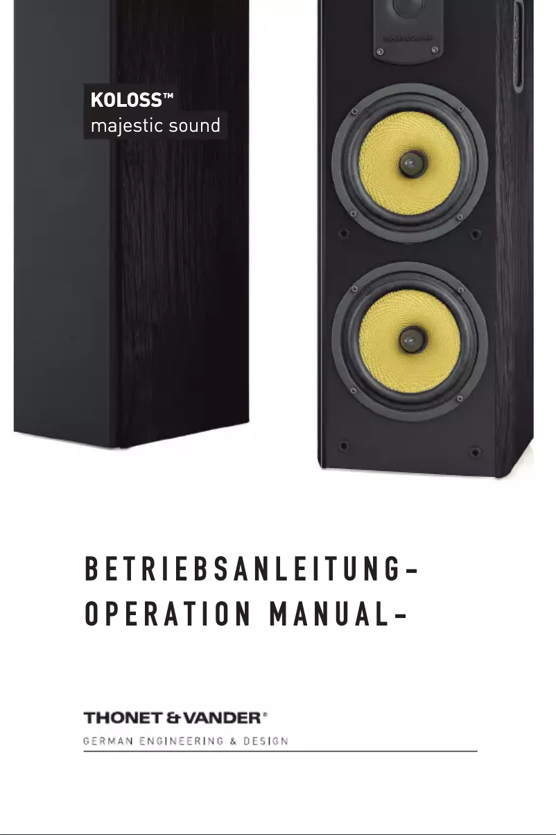 Page 1 de la notice Manuel utilisateur Thonet & Vander KOLOSS