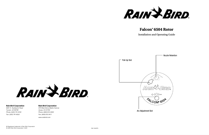 Page 1 of the manual User Manual Rain Bird Falcon 6504