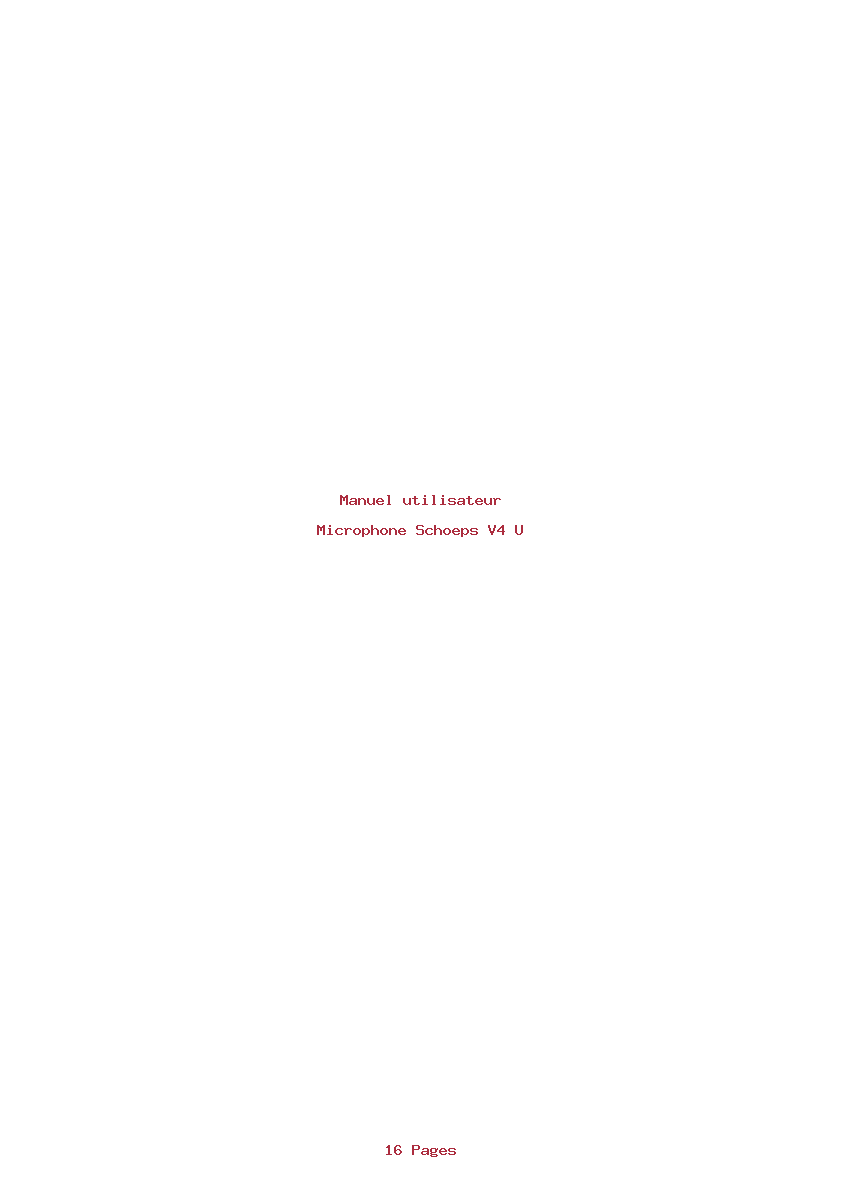 Page 1 de la notice Manuel utilisateur Schoeps V4 U