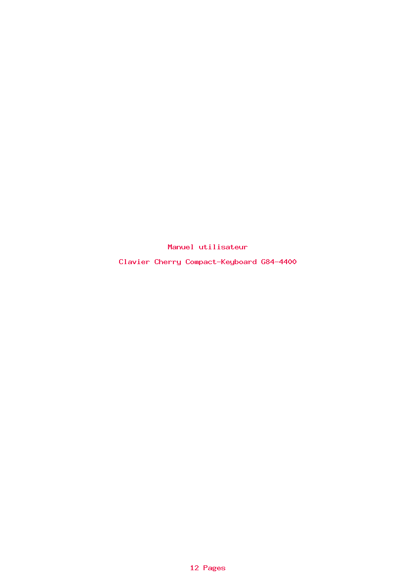 Page 1 de la notice Manuel utilisateur Cherry Compact-Keyboard G84-4400