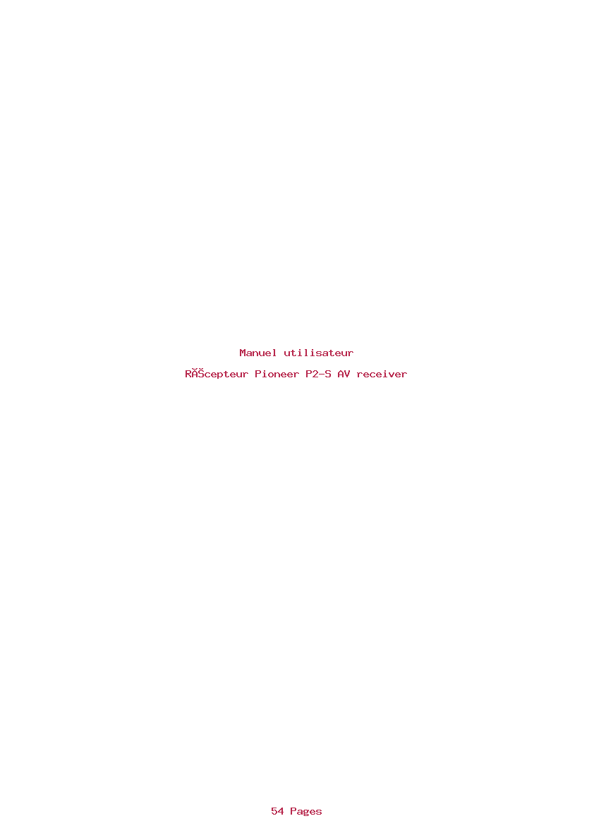 Page 1 de la notice Manuel utilisateur Pioneer P2-S AV receiver