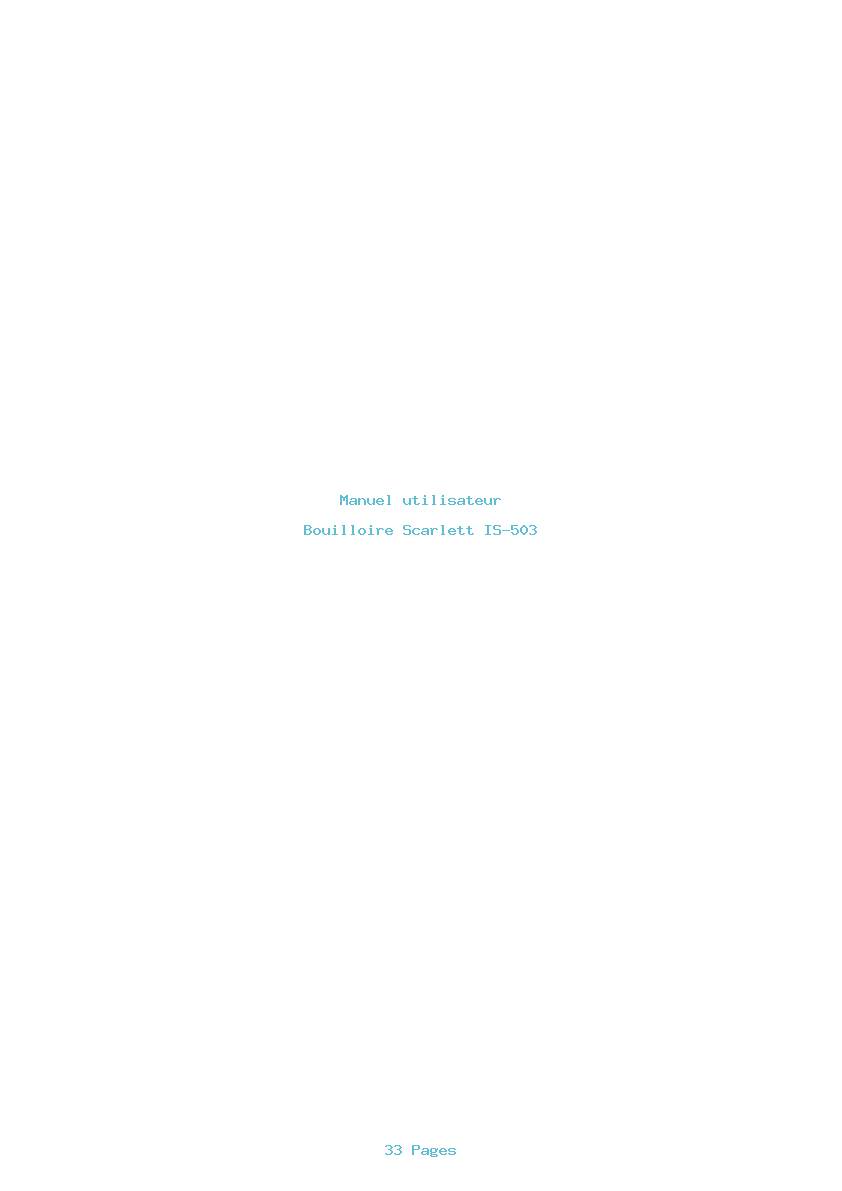Page 1 de la notice Manuel utilisateur Scarlett IS-503