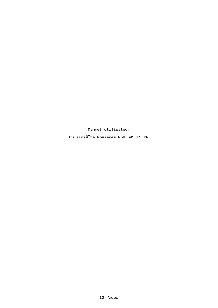 Page 1 de la notice Manuel utilisateur Rosieres RGV 64S FS PN