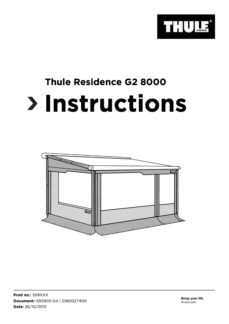 Page 1 de la notice Manuel utilisateur Thule Residence G2 8000