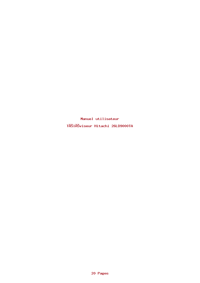 Page 1 de la notice Manuel utilisateur Hitachi 26LD9000TA