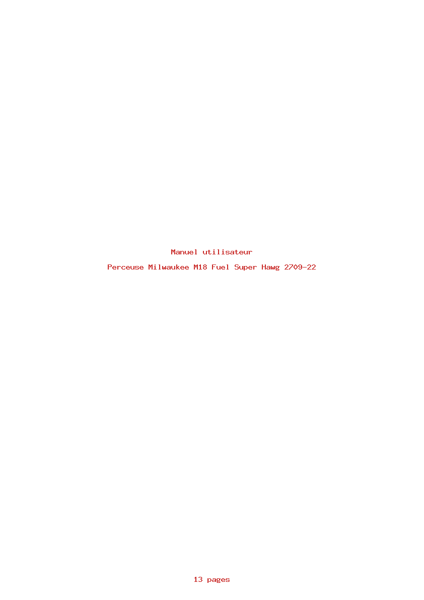 Page 1 de la notice Manuel utilisateur Milwaukee M18 Fuel Super Hawg 2709-22