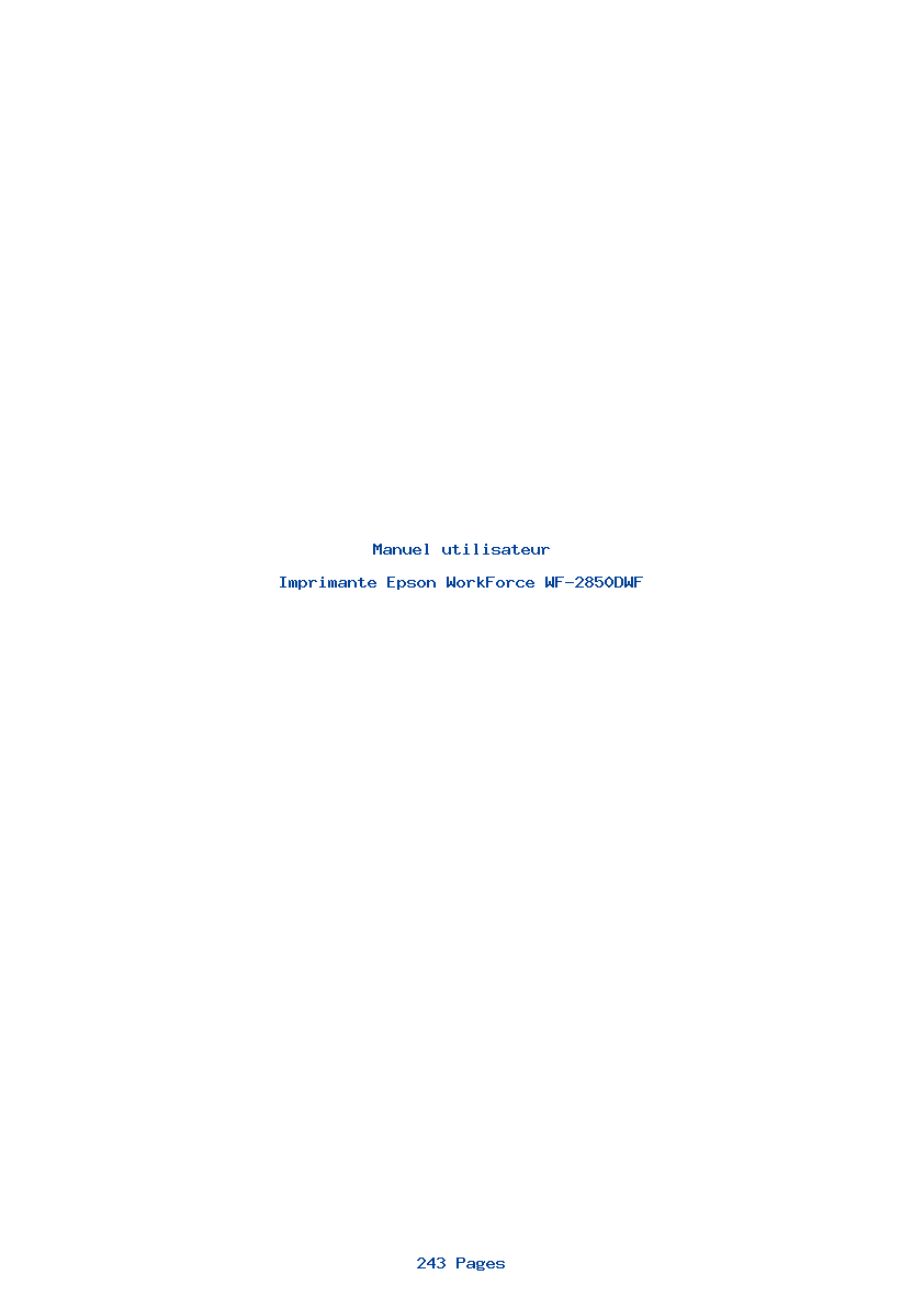 Page 1 de la notice Manuel utilisateur Epson WorkForce WF-2850DWF