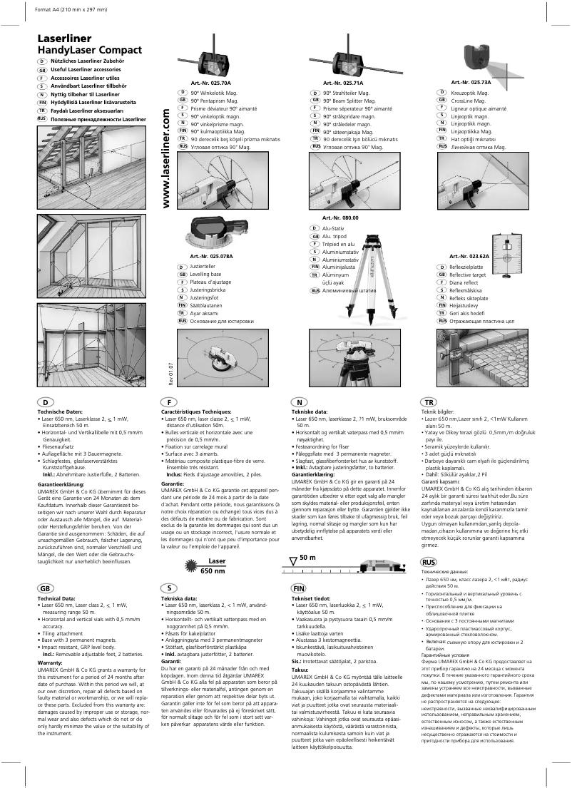 Page 1 de la notice Manuel utilisateur Laserliner 025.70A