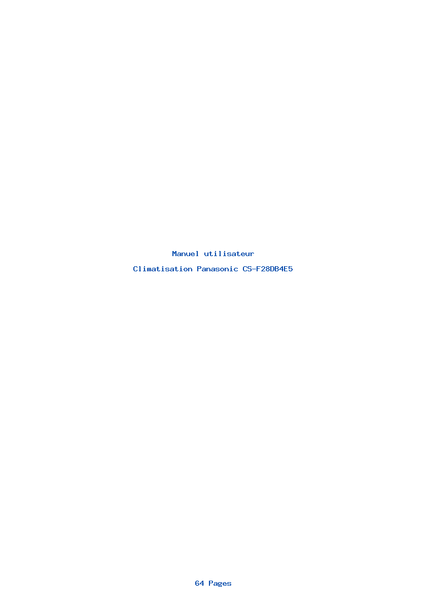 Page 1 de la notice Manuel utilisateur Panasonic CS-F28DB4E5