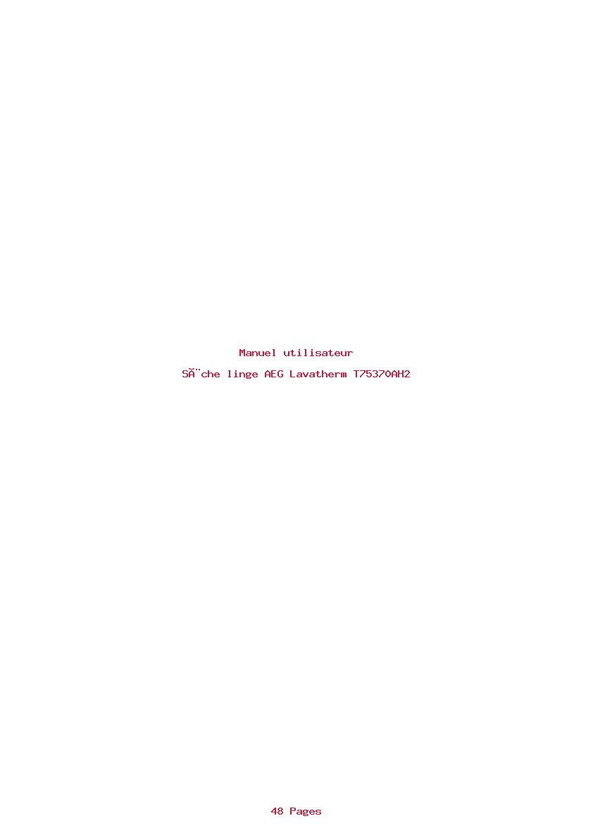 Page 1 de la notice Manuel utilisateur AEG Lavatherm T75370AH2