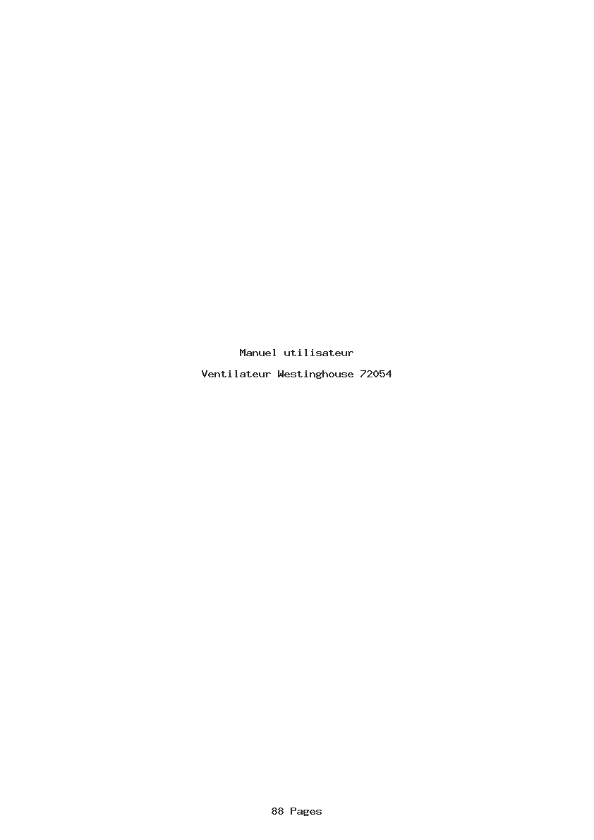 Page 1 de la notice Manuel utilisateur Westinghouse 72054