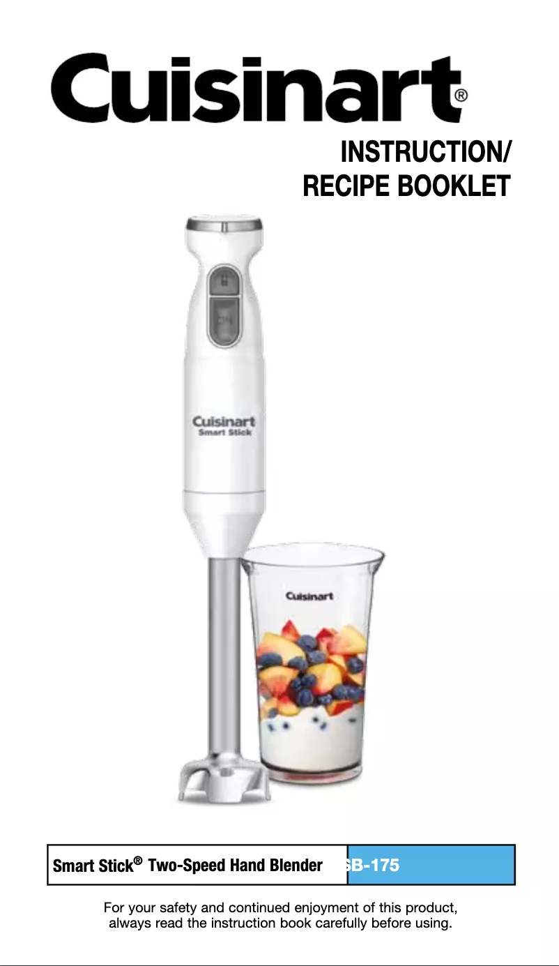 Page 1 de la notice Manuel utilisateur Cuisinart SmartStick CSB-175