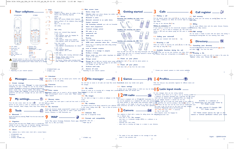 Page 1 de la notice Manuel utilisateur Alcatel One Touch 383