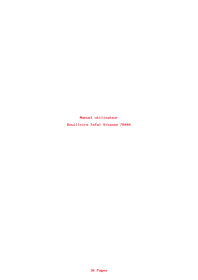 Page 1 de la notice Manuel utilisateur Tefal Vitesse 78444