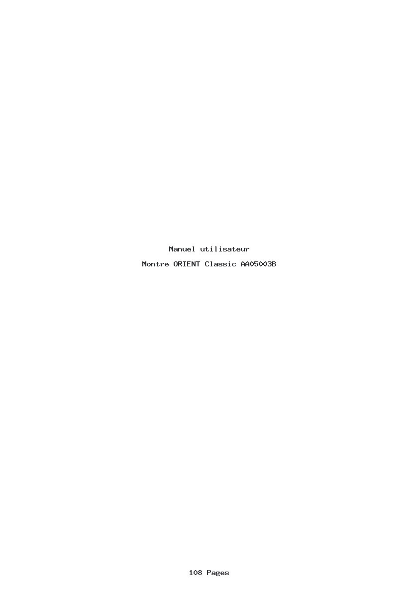 Page 1 de la notice Manuel utilisateur ORIENT Classic AA05003B