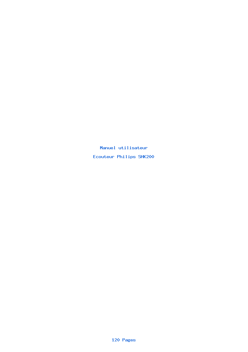 Page 1 de la notice Manuel utilisateur Philips SHK200