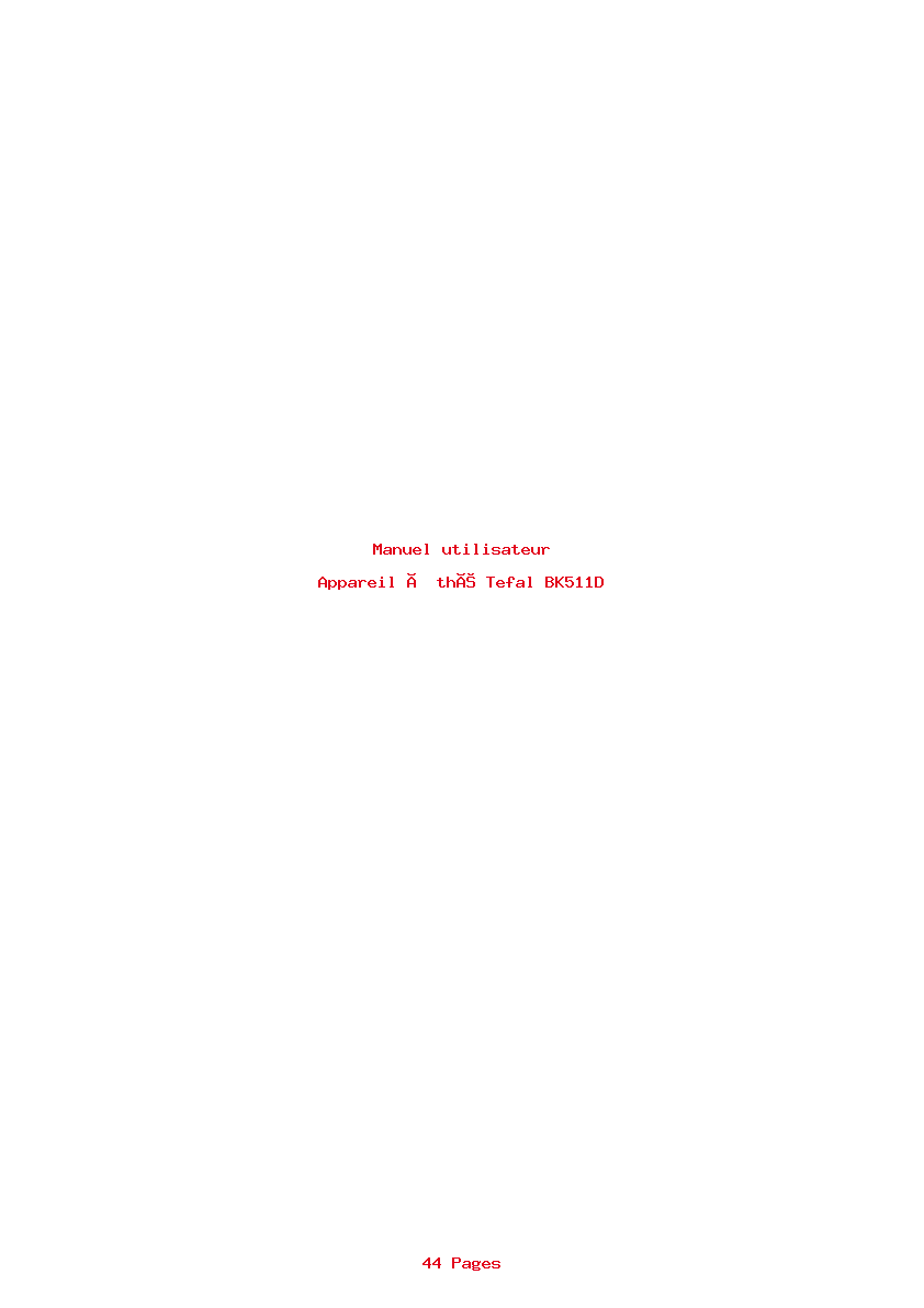 Page 1 de la notice Manuel utilisateur Tefal BK511D