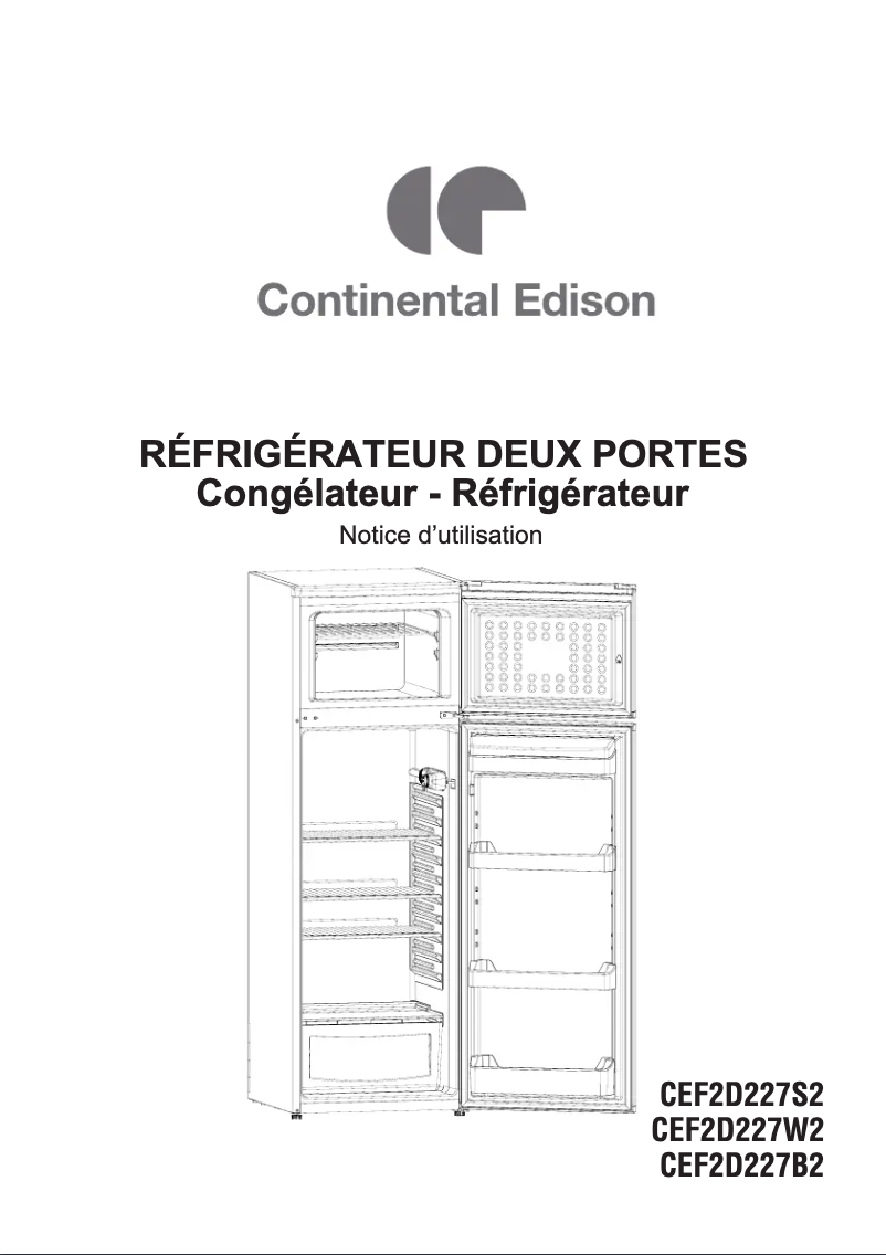 Page 1 de la notice Mode d'emploi Continental Edison CEF2D227W2