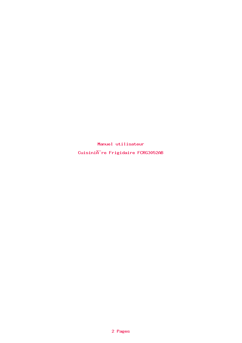 Page 1 de la notice Manuel utilisateur Frigidaire FCRG3052AB