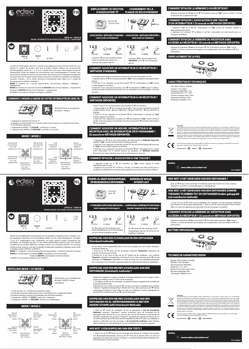 Page 1 de la notice Manuel utilisateur Edisio EBP8-W