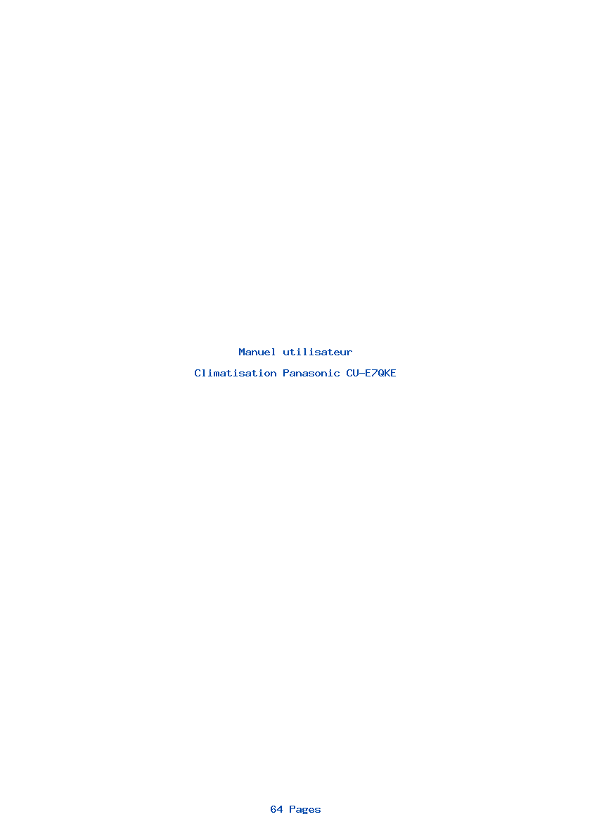 Page 1 de la notice Manuel utilisateur Panasonic CU-E7QKE