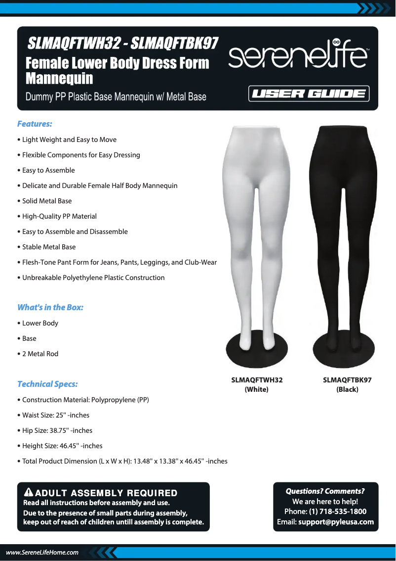 Página 1 del manual Manual de usuario SereneLife SLMAQFTWH32