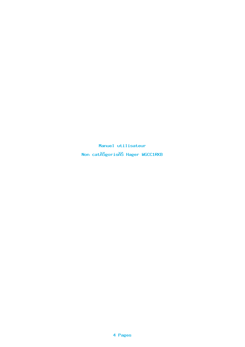 Page 1 de la notice Manuel utilisateur Hager WGCC1RKB