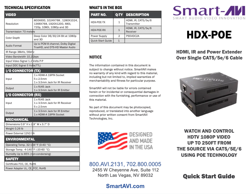 Page 1 of the manual User Manual Smart-AVI HDX-POE-RX