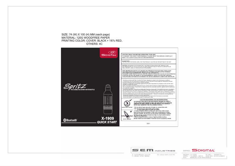 Página 1 del manual Manual de usuario SDigital X-1909 Spritz