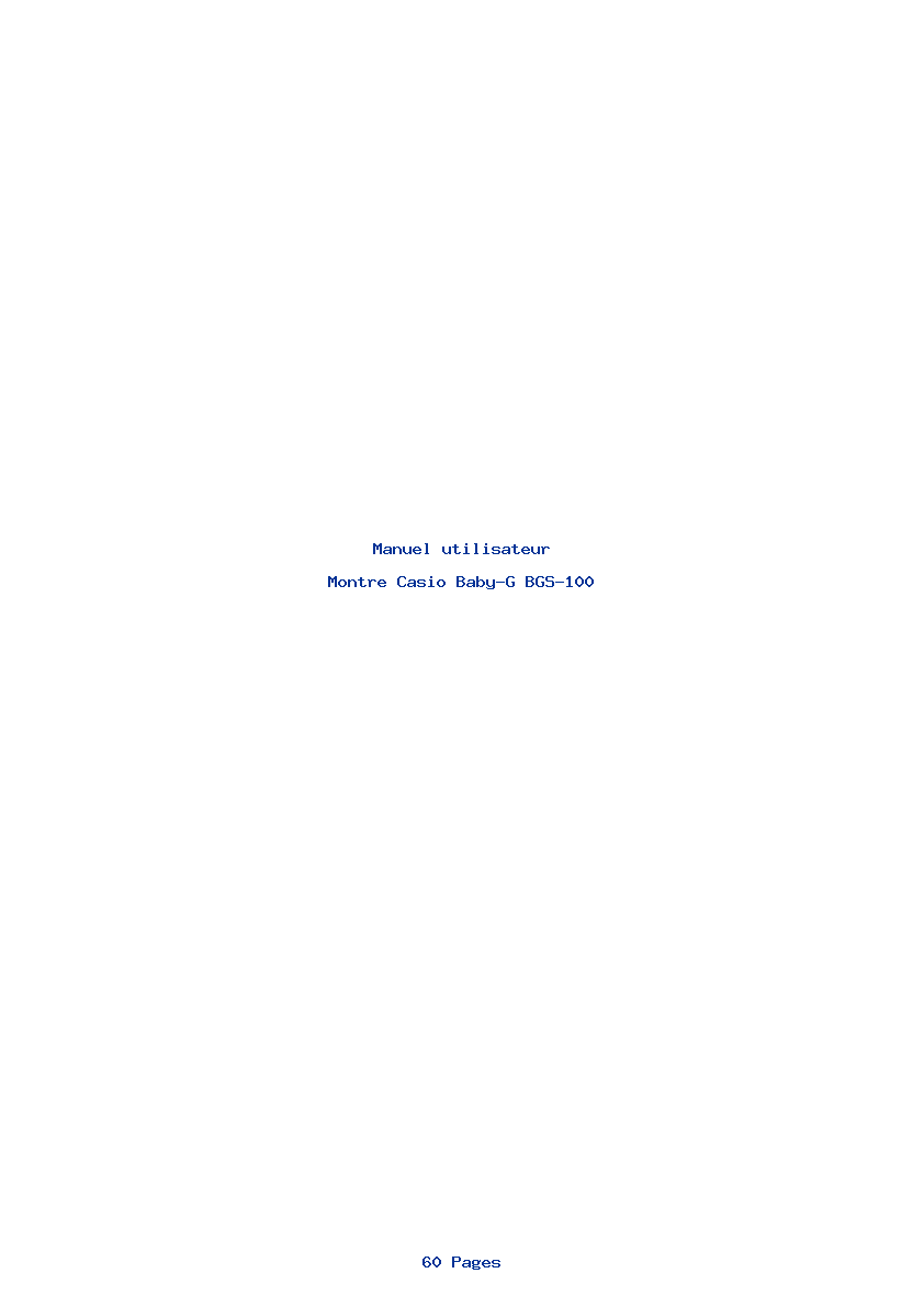 Page 1 de la notice Manuel utilisateur Casio Baby-G BGS-100