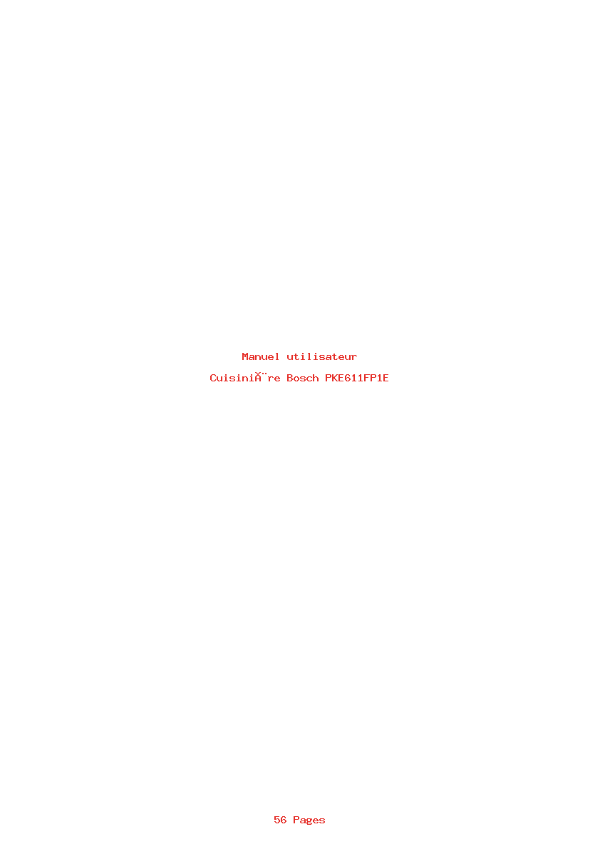 Page 1 de la notice Manuel utilisateur Bosch PKE611FP1E