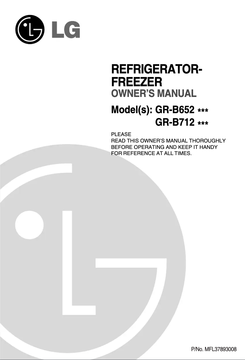 Page 1 de la notice Manuel utilisateur LG GR-B712YC