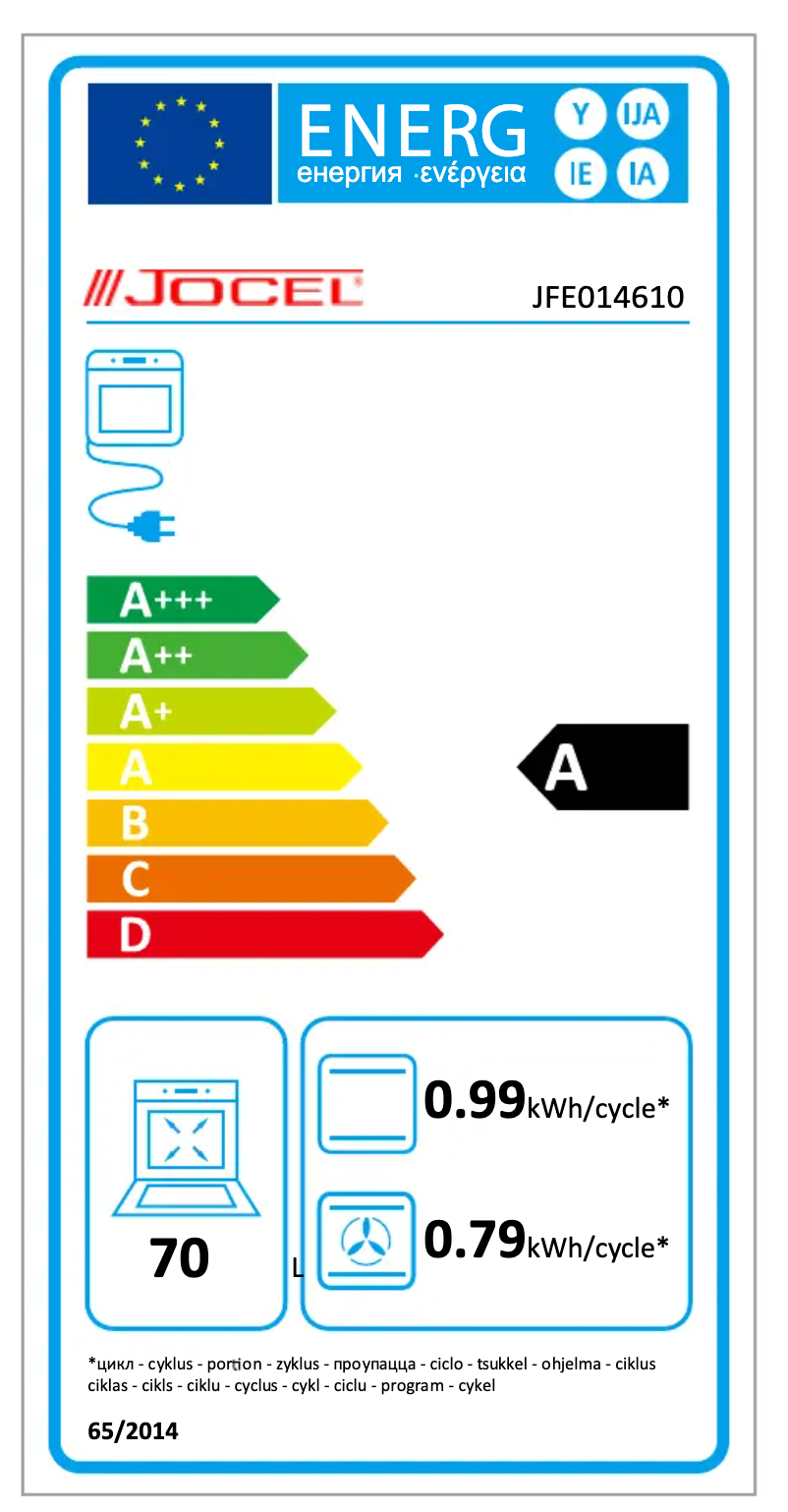 Page 1 de la notice Label énergétique Jocel JFE014610