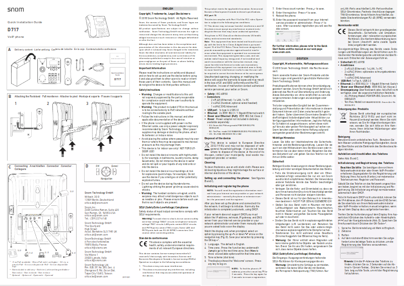 Page 1 de la notice Guide de démarrage rapide Snom D717