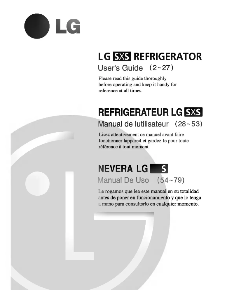Page 1 de la notice Manuel utilisateur LG GS93N65CEF