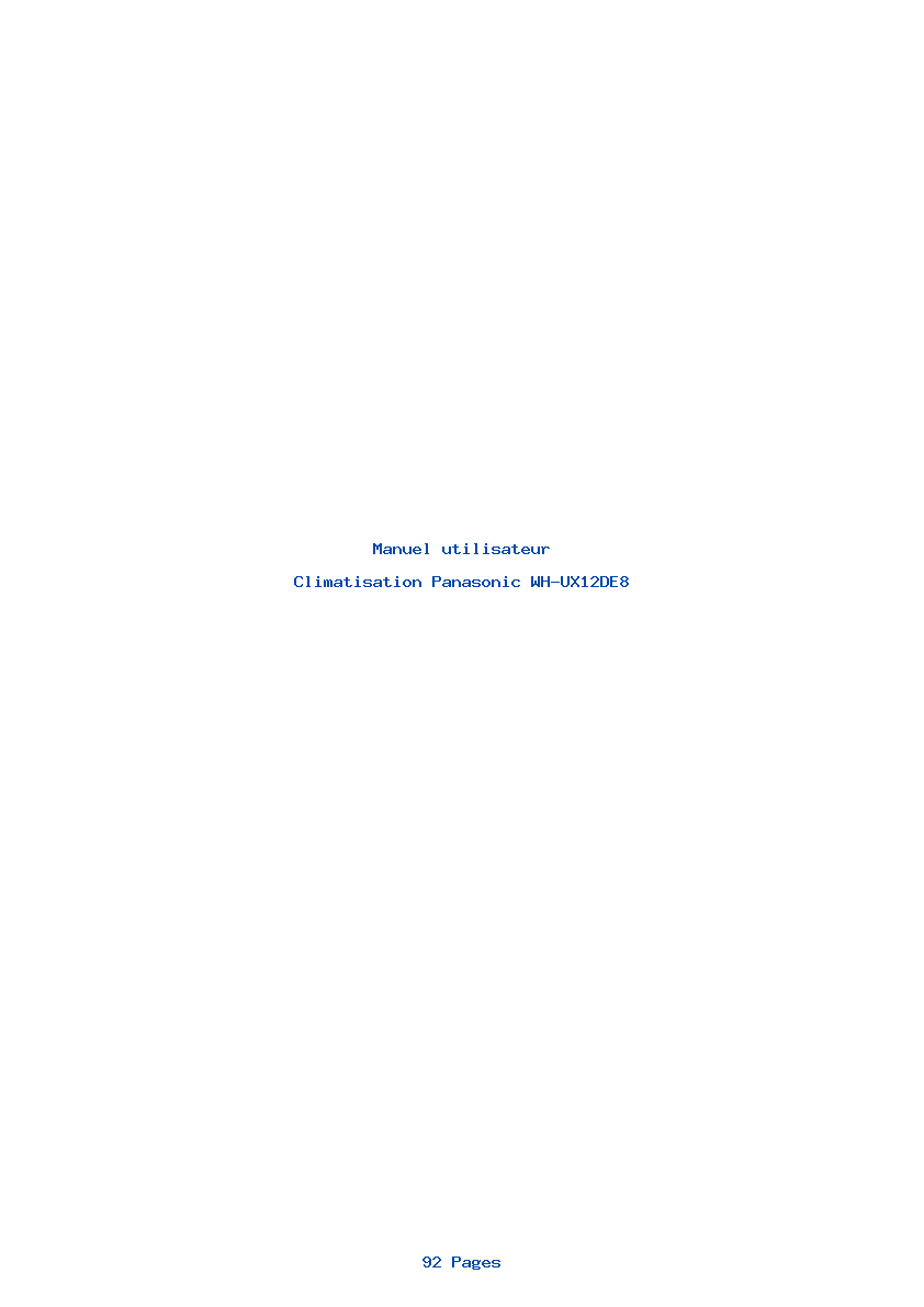 Page 1 de la notice Manuel utilisateur Panasonic WH-UX12DE8