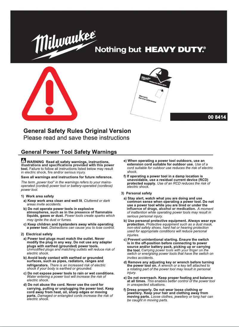 Page 1 of the manual User Manual Milwaukee M18BI0
