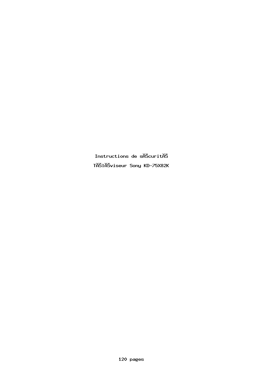 Page 1 de la notice Instructions de sécurité Sony KD-75X82K