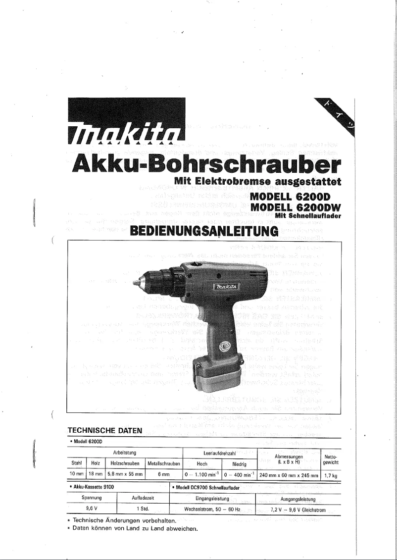 Página 1 del manual Manual de usuario Makita 6200DW