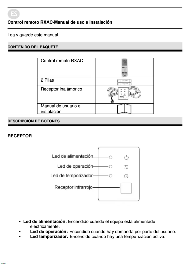 Page 1 de la notice Manuel utilisateur Baxi RZGC120